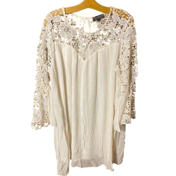 J. Gee Elegant White cream Lace Dress with bell sleeve boho 3X plus size - Picture 1 of 10